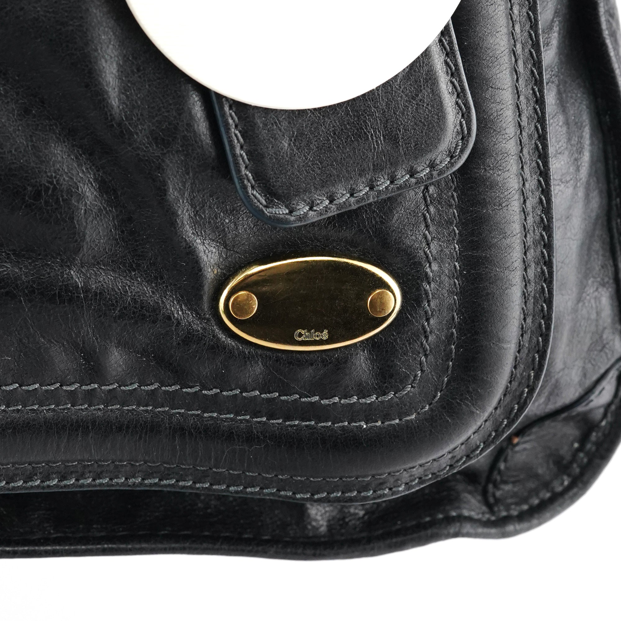 Chloe Black Leather Bay Tote Bag