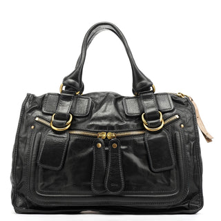 Chloe Black Leather Bay Tote Bag