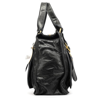 Chloe Black Leather Bay Tote Bag