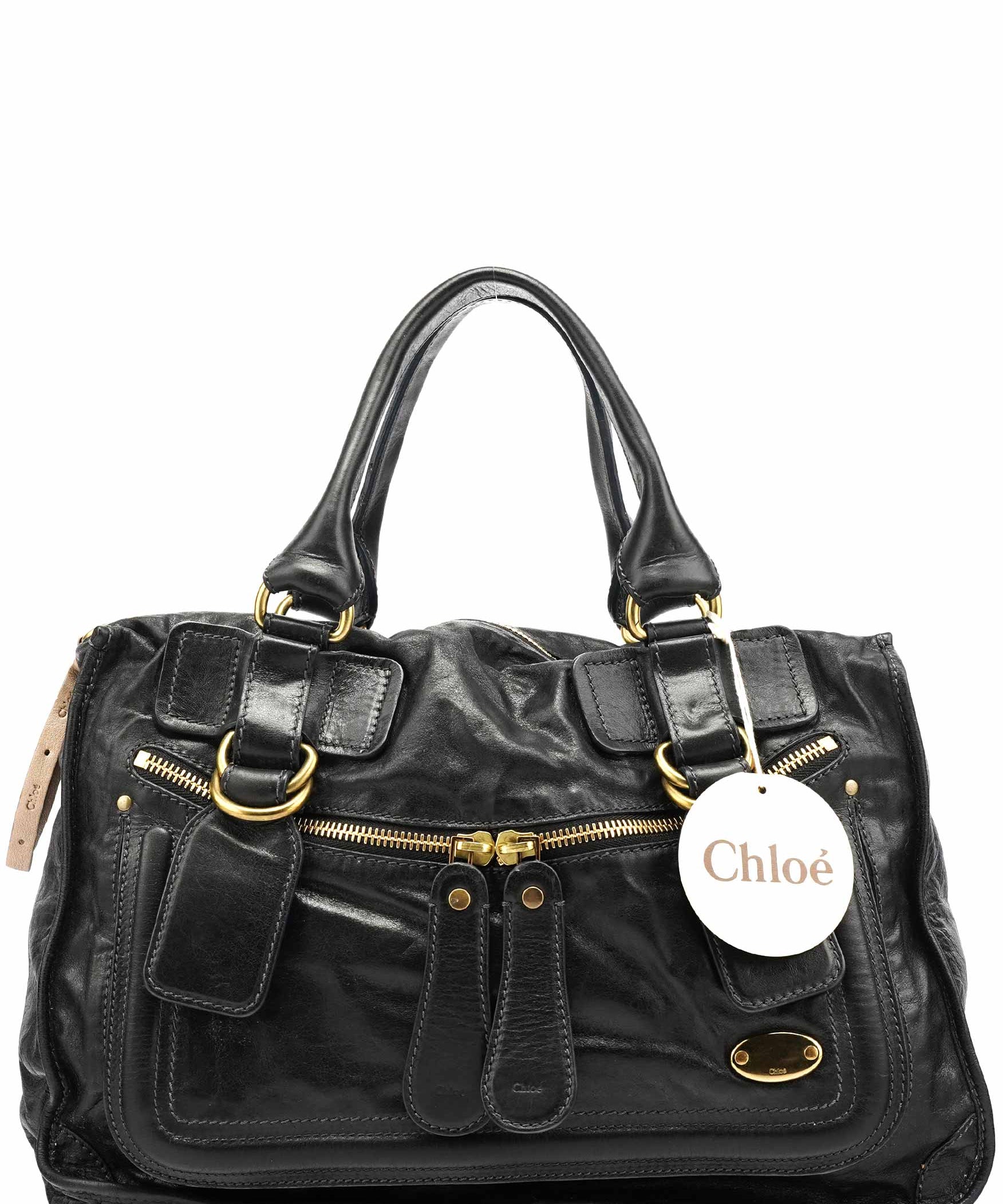 Chloe Black Leather Bay Tote Bag