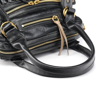 Chloe Black Leather Bay Tote Bag