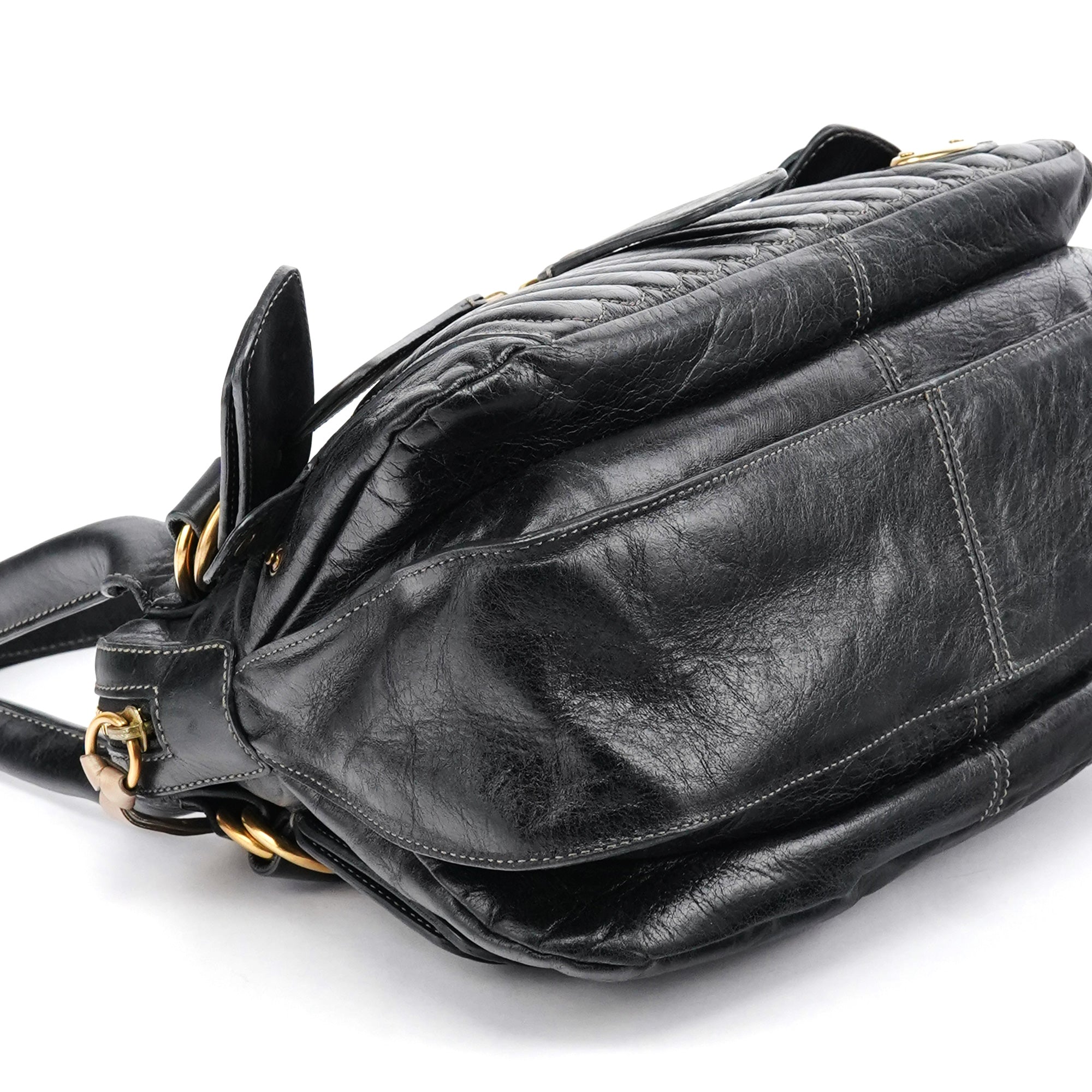 Chloe Black Leather Bay Tote Bag