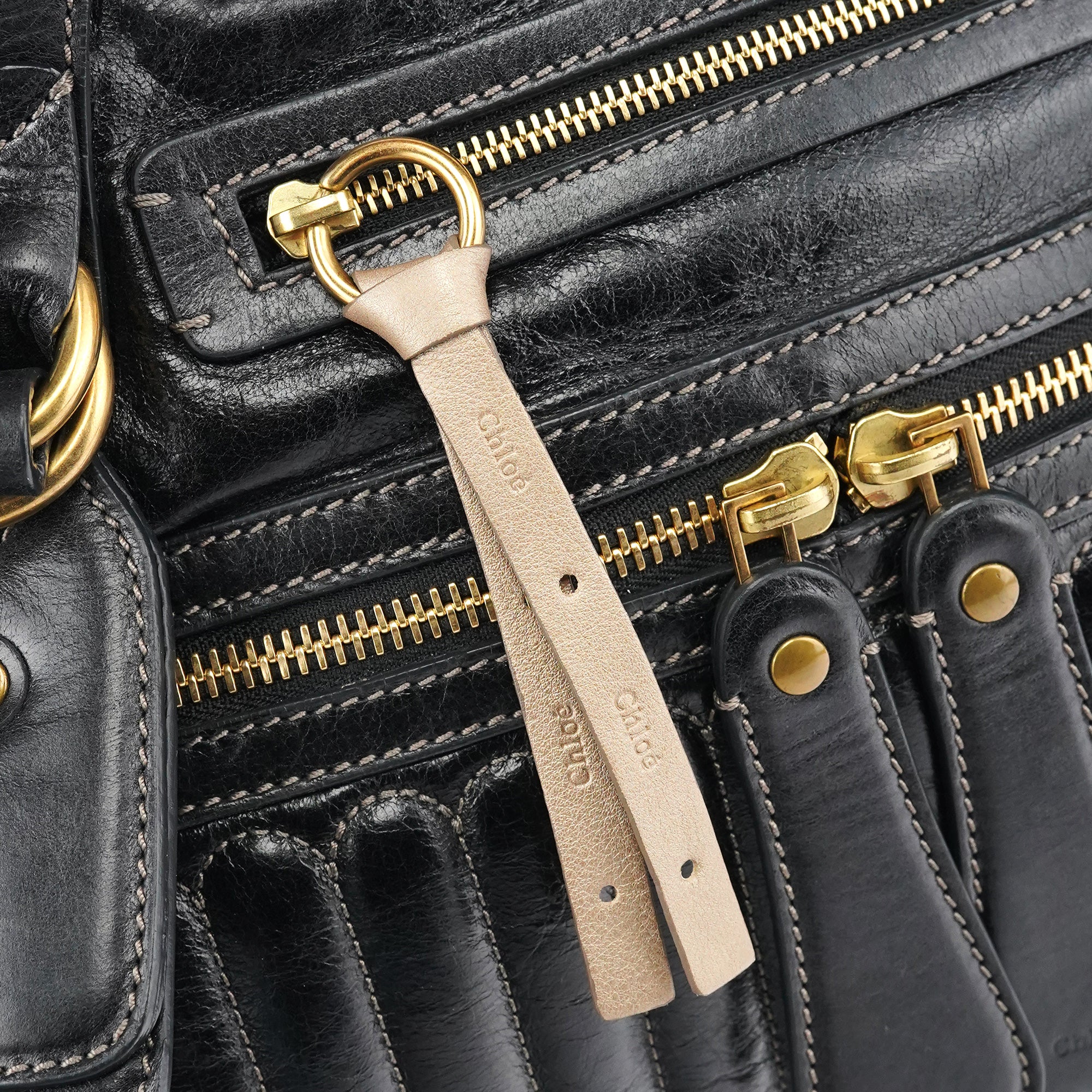 Chloe Black Leather Bay Tote Bag