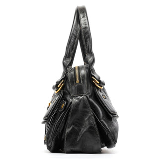 Chloe Black Leather Bay Tote Bag