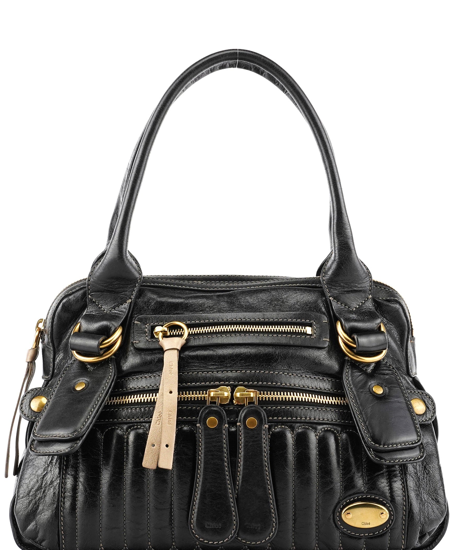 Chloe Black Leather Bay Tote Bag