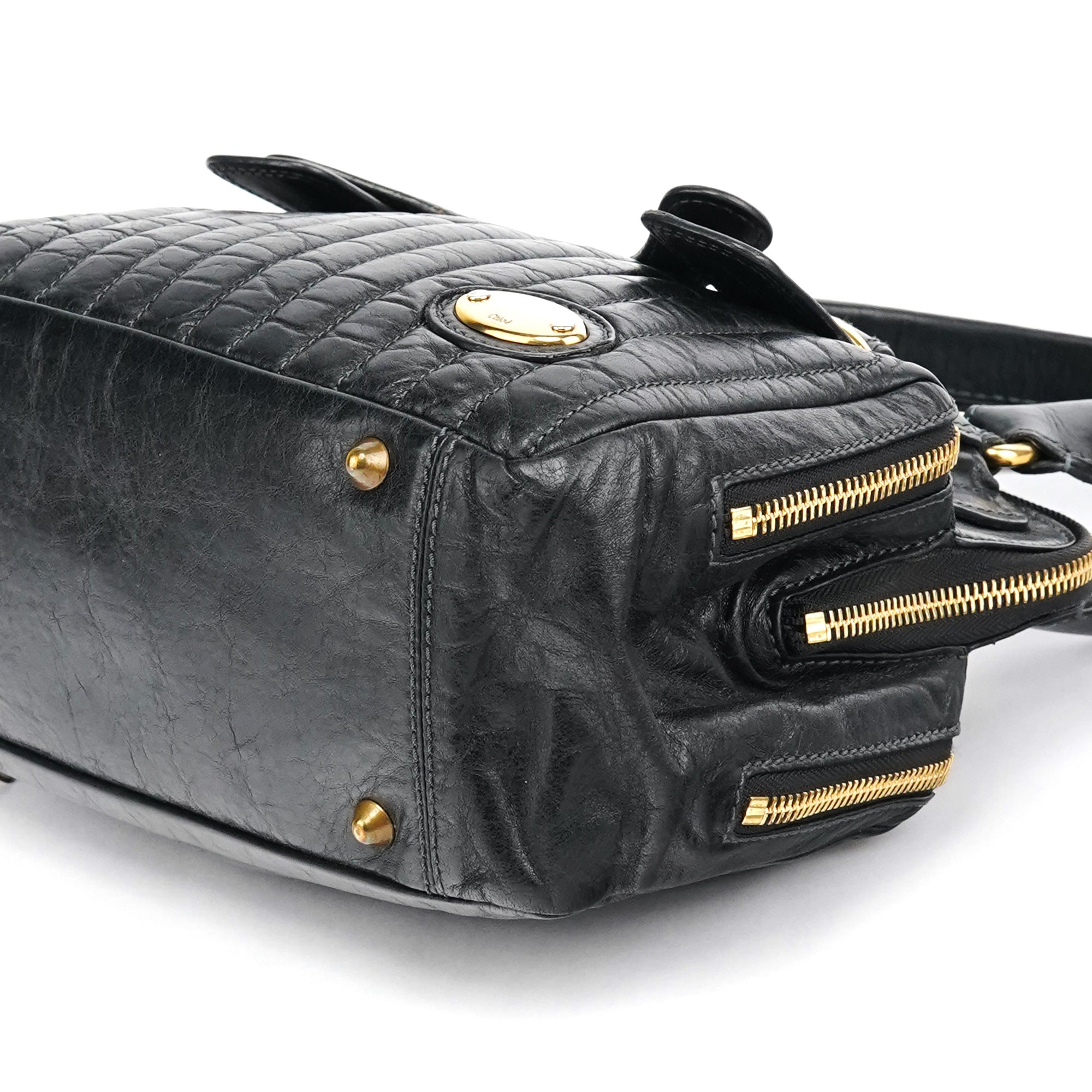 Chloe Black Leather Bay Tote Bag
