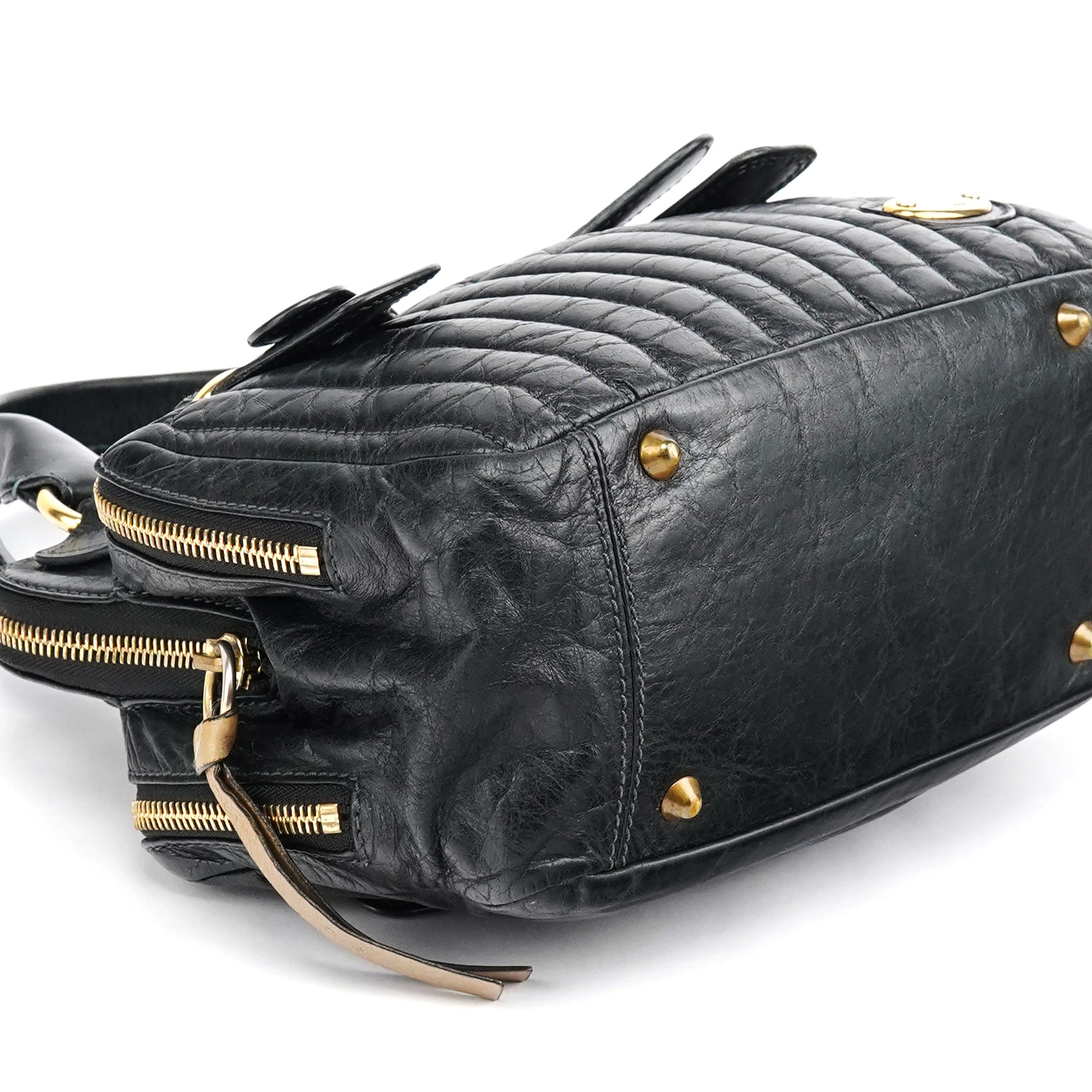 Chloe Black Leather Bay Tote Bag