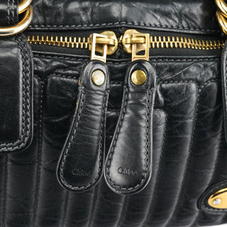 Chloe Black Leather Bay Tote Bag