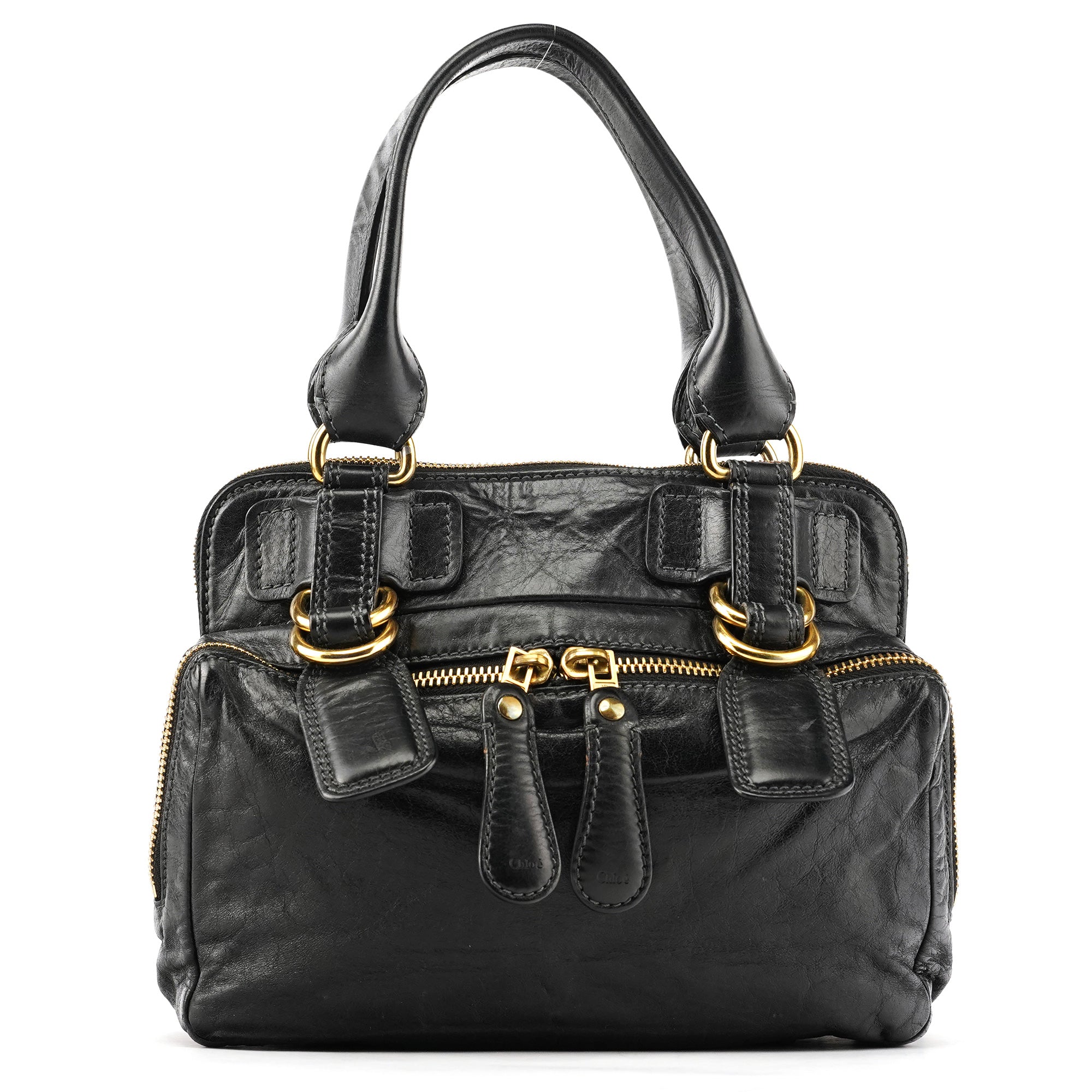 Chloe Black Leather Bay Tote Bag