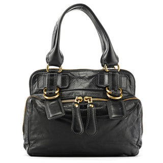 Chloe Black Leather Bay Tote Bag