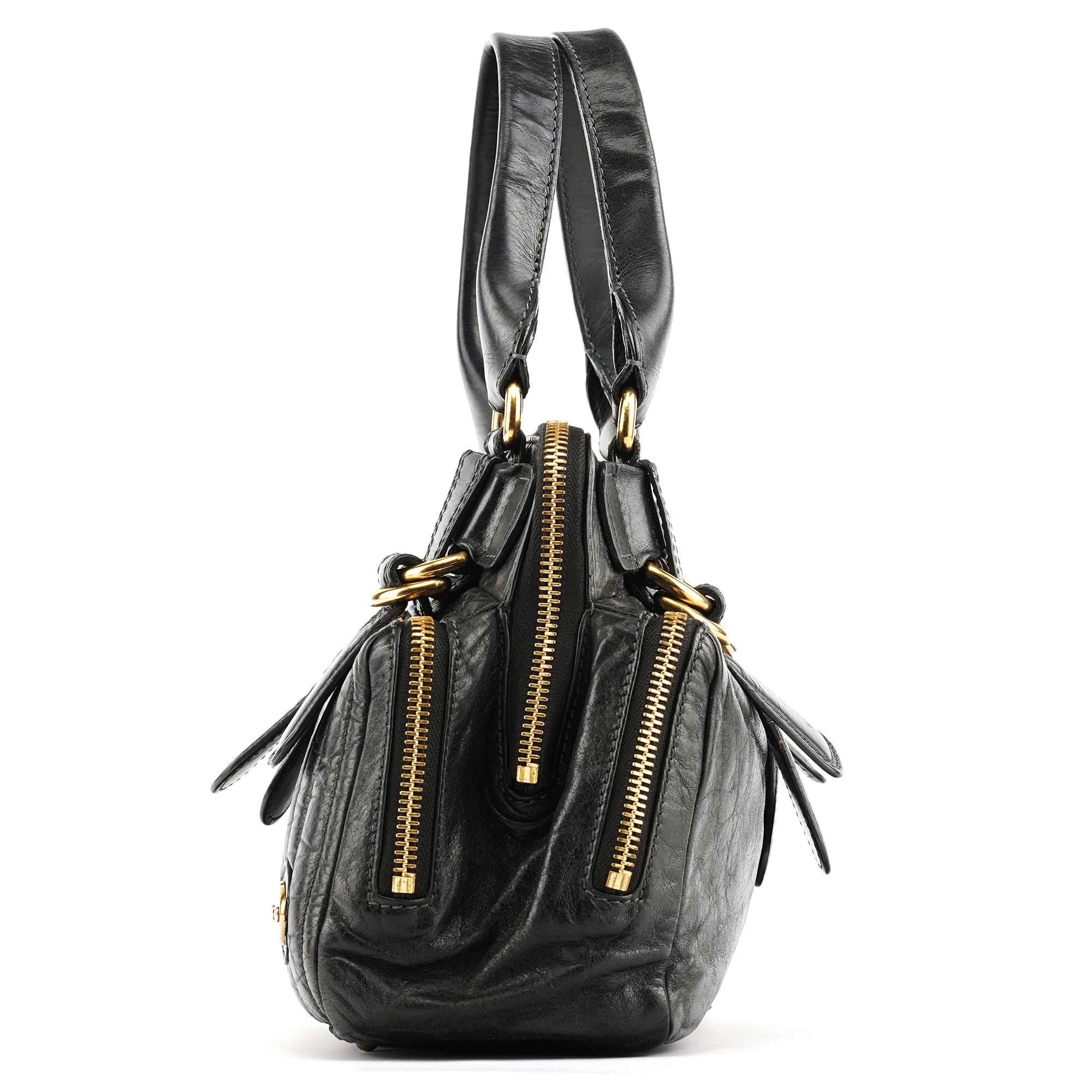 Chloe Black Leather Bay Tote Bag