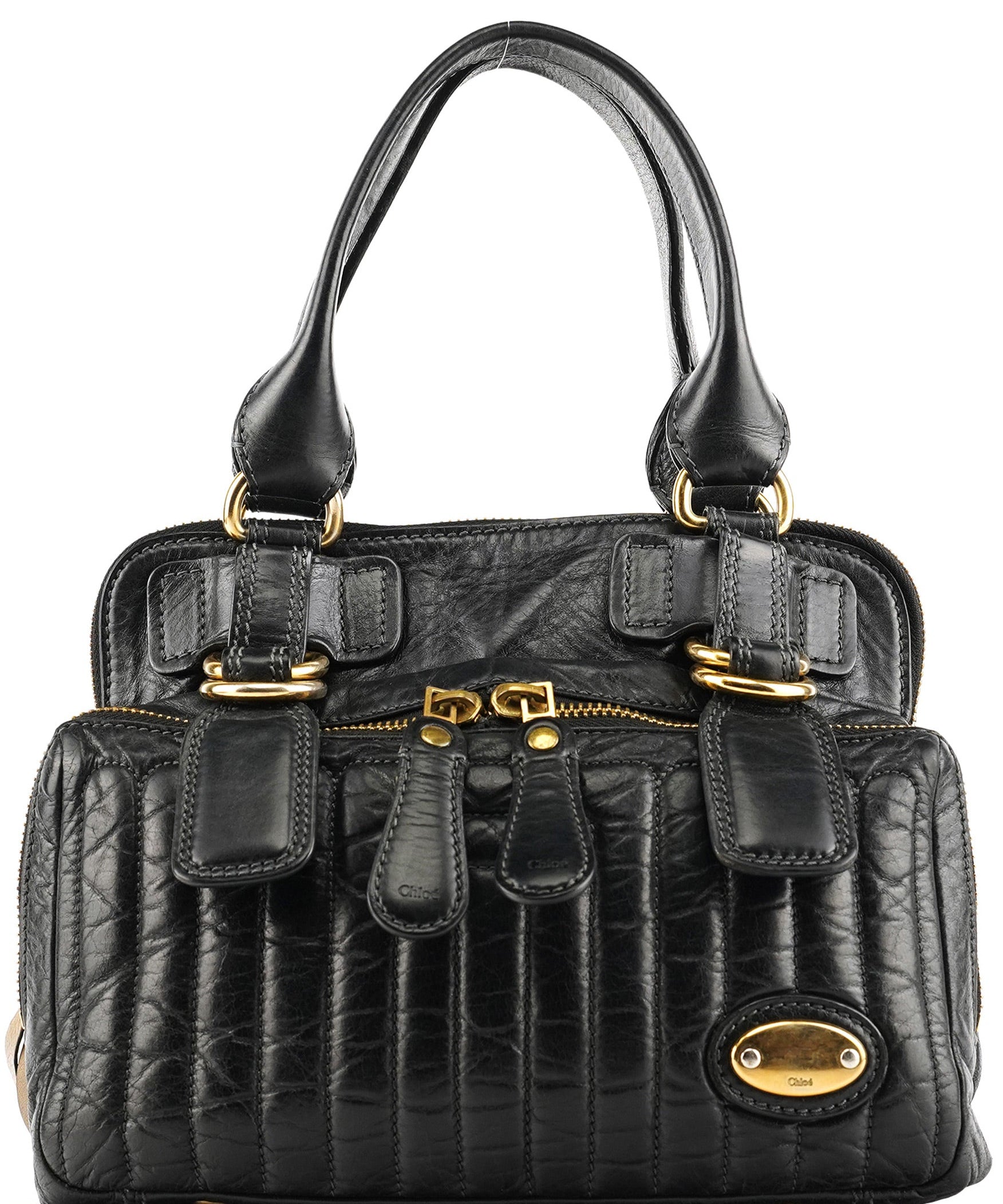 Chloe Black Leather Bay Tote Bag
