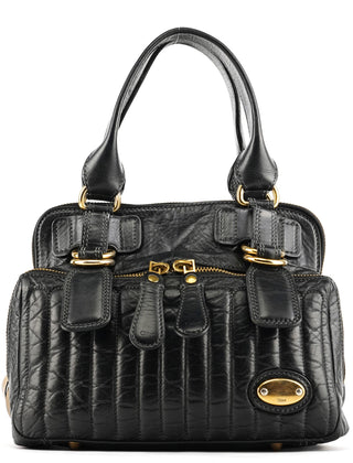 Chloe Black Leather Bay Tote Bag