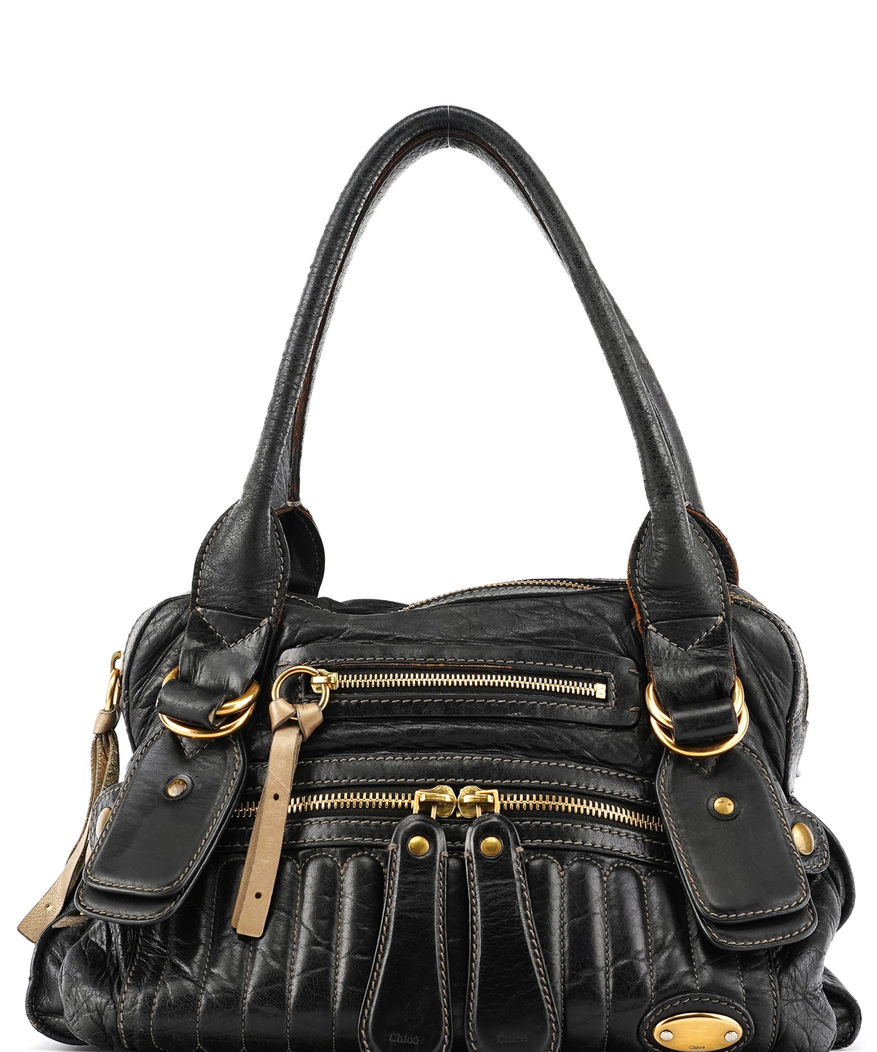 Chloé Black Leather Bay Tote Bag