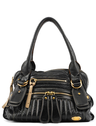Chloé Black Leather Bay Tote Bag