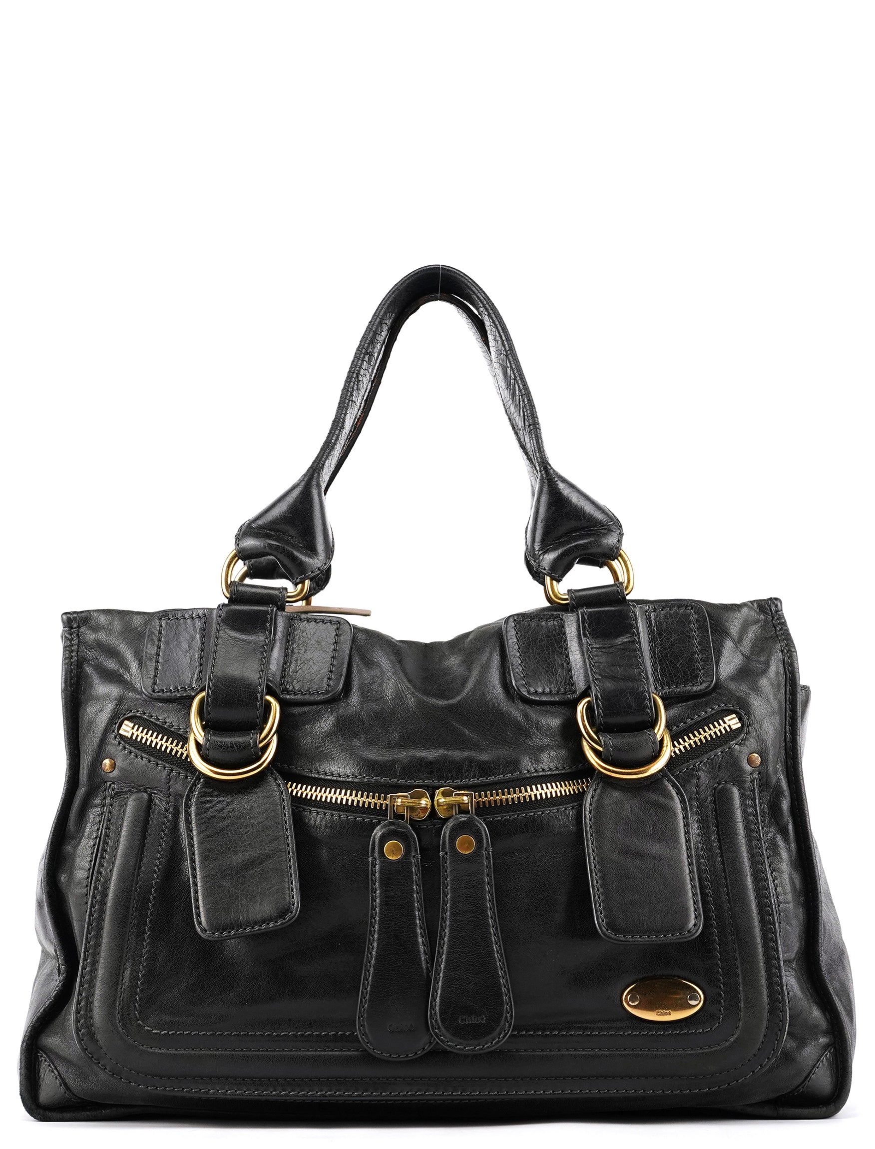 Chloé Black Leather Bay Tote Bag