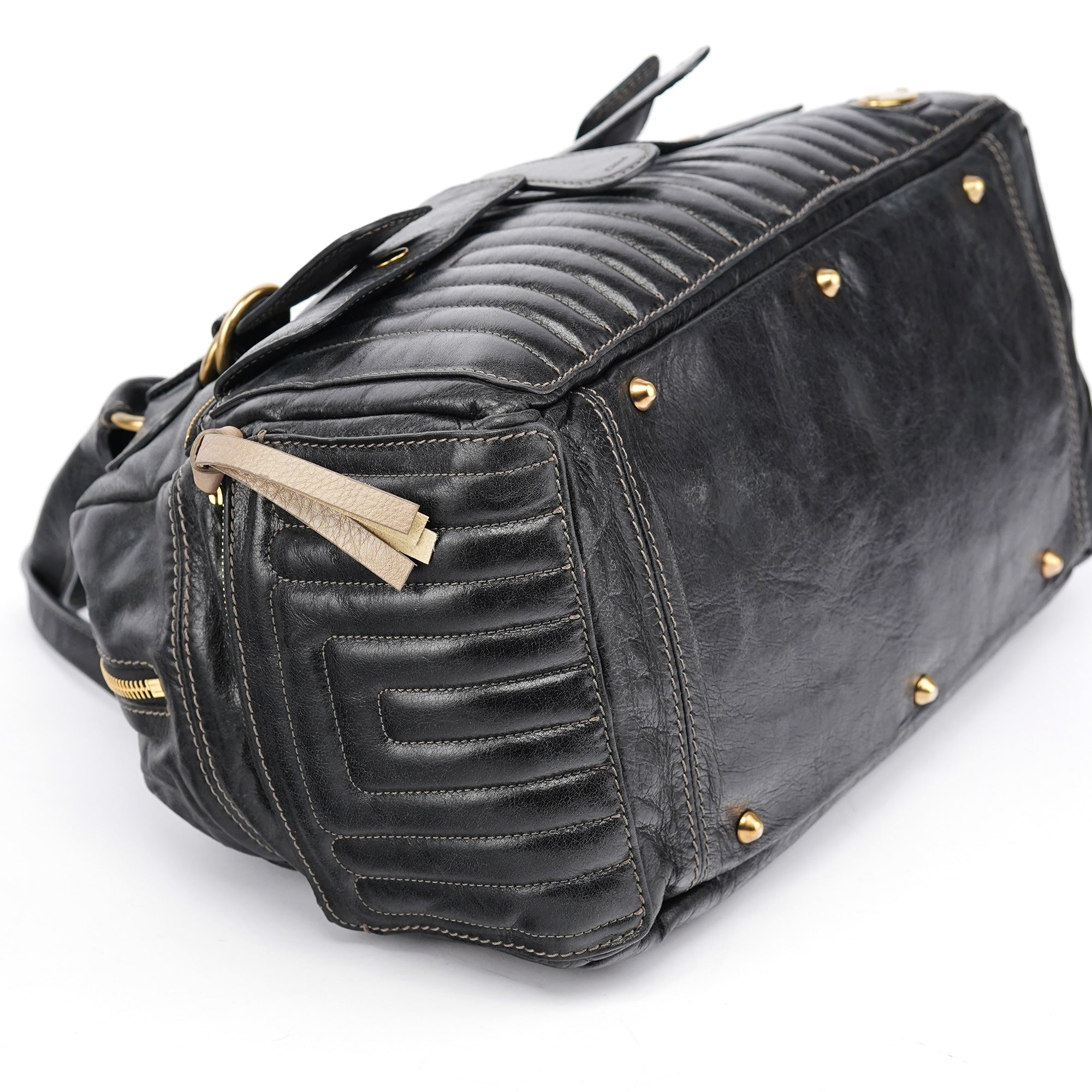Chloe Black Leather Bay Travel Weekender Bag