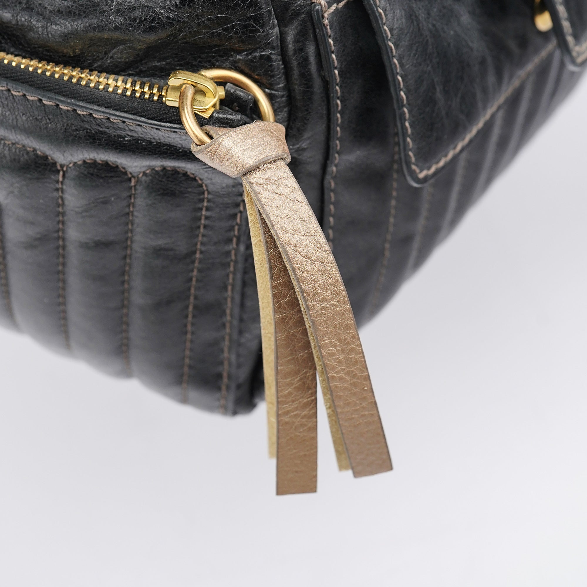 Chloe Black Leather Bay Travel Weekender Bag