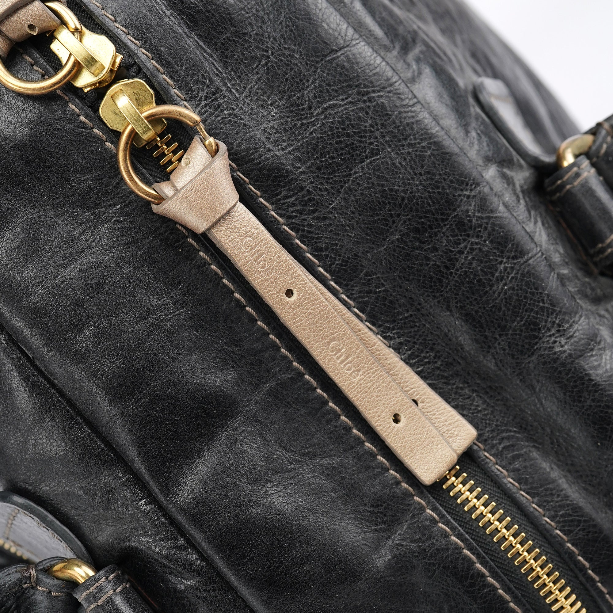 Chloe Black Leather Bay Travel Weekender Bag
