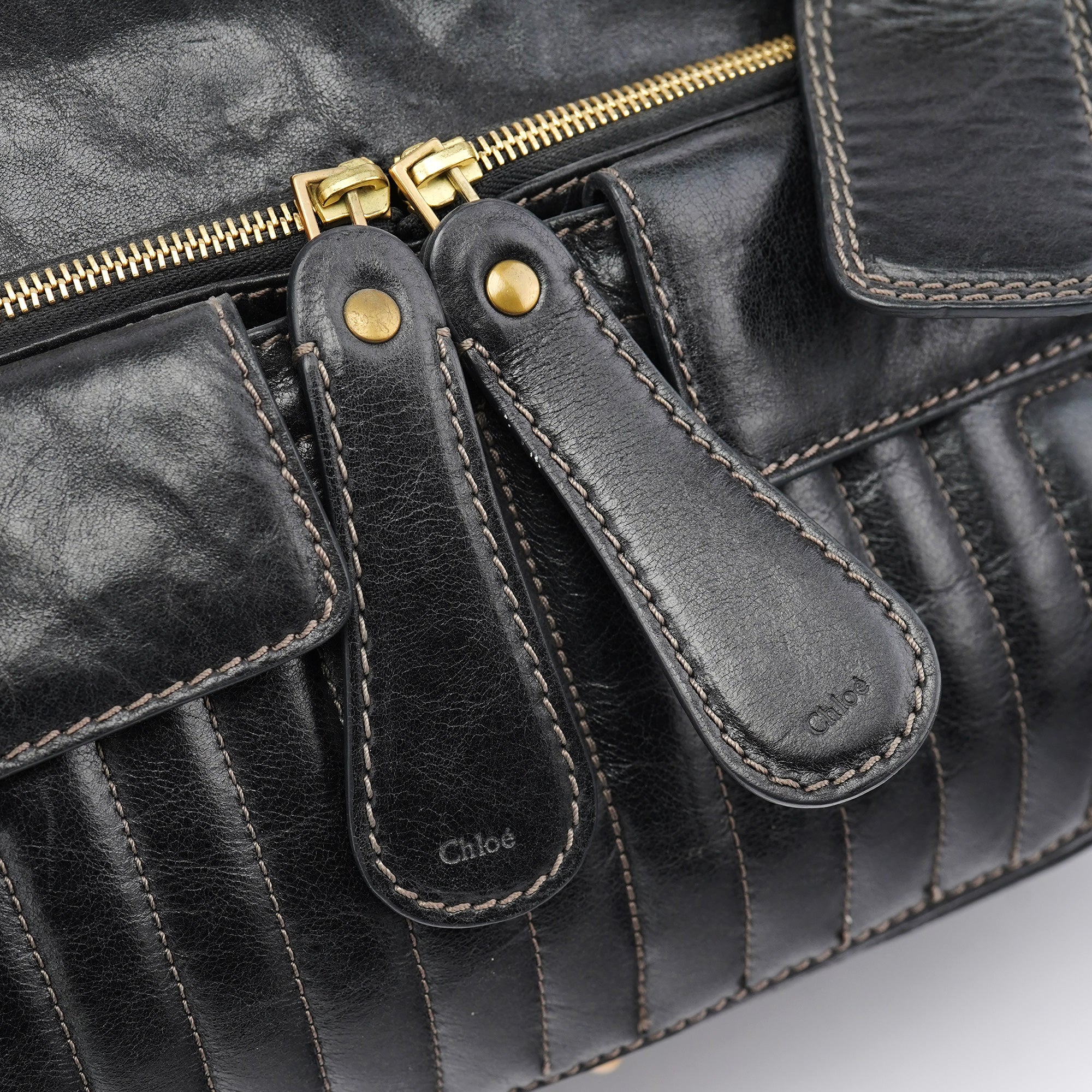 Chloe Black Leather Bay Travel Weekender Bag