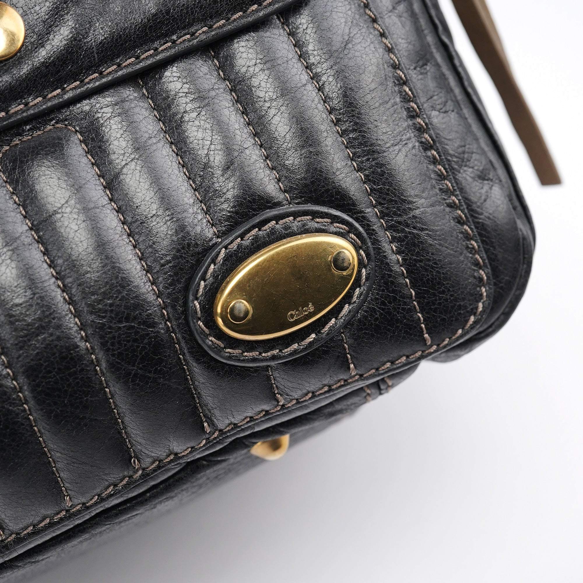 Chloe Black Leather Bay Travel Weekender Bag