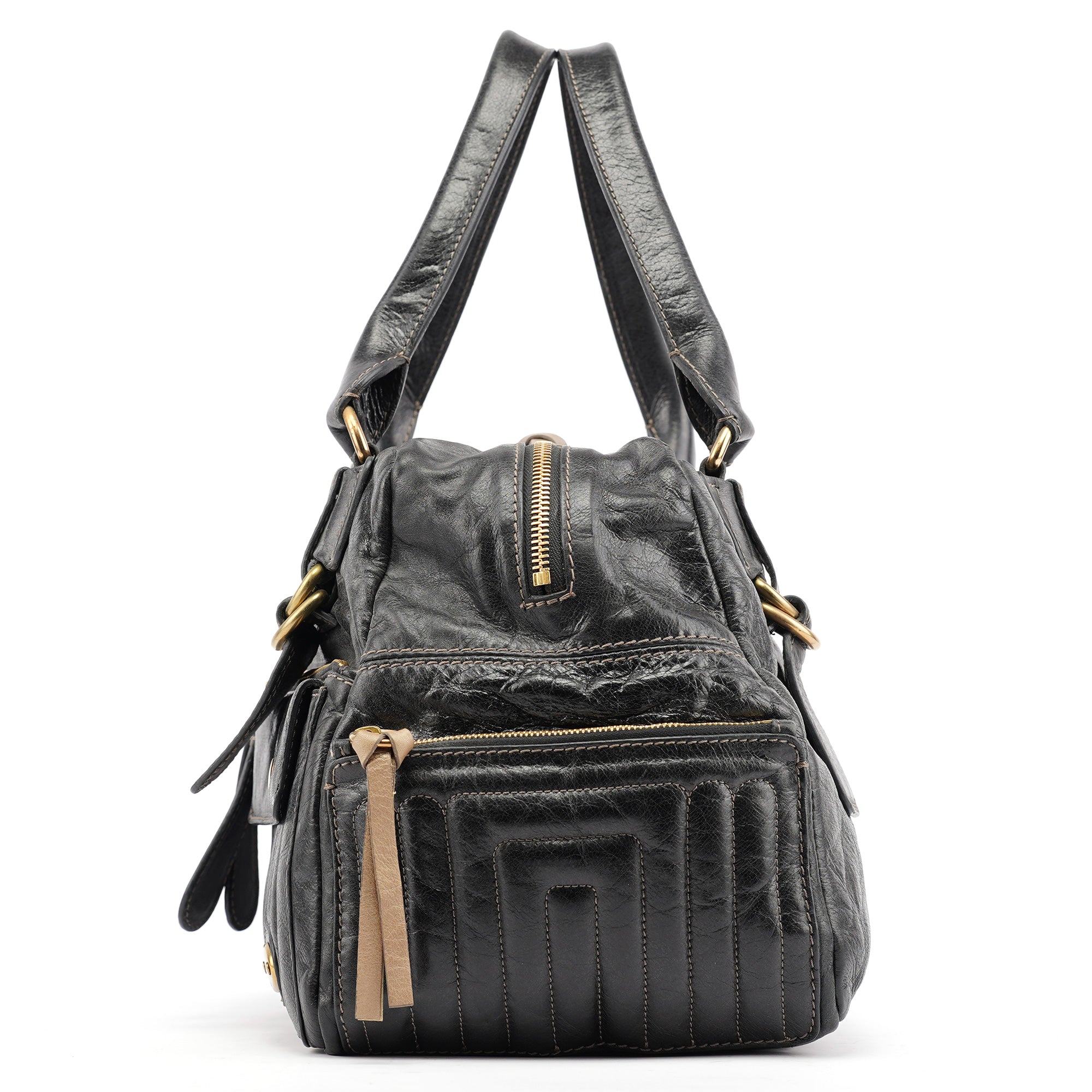 Chloe Black Leather Bay Travel Weekender Bag