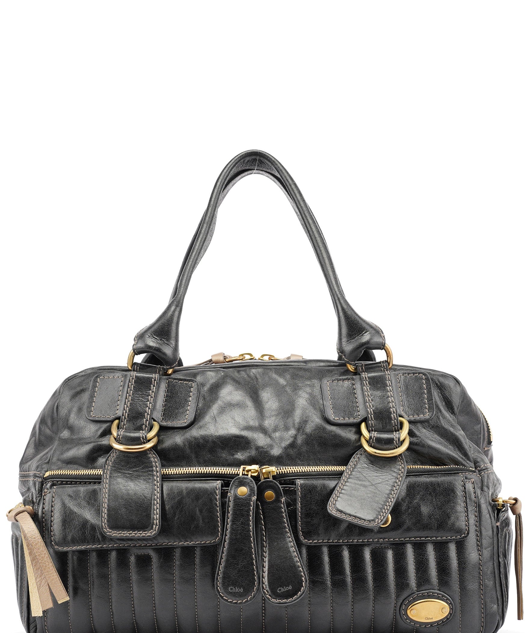 Chloe Black Leather Bay Travel Weekender Bag