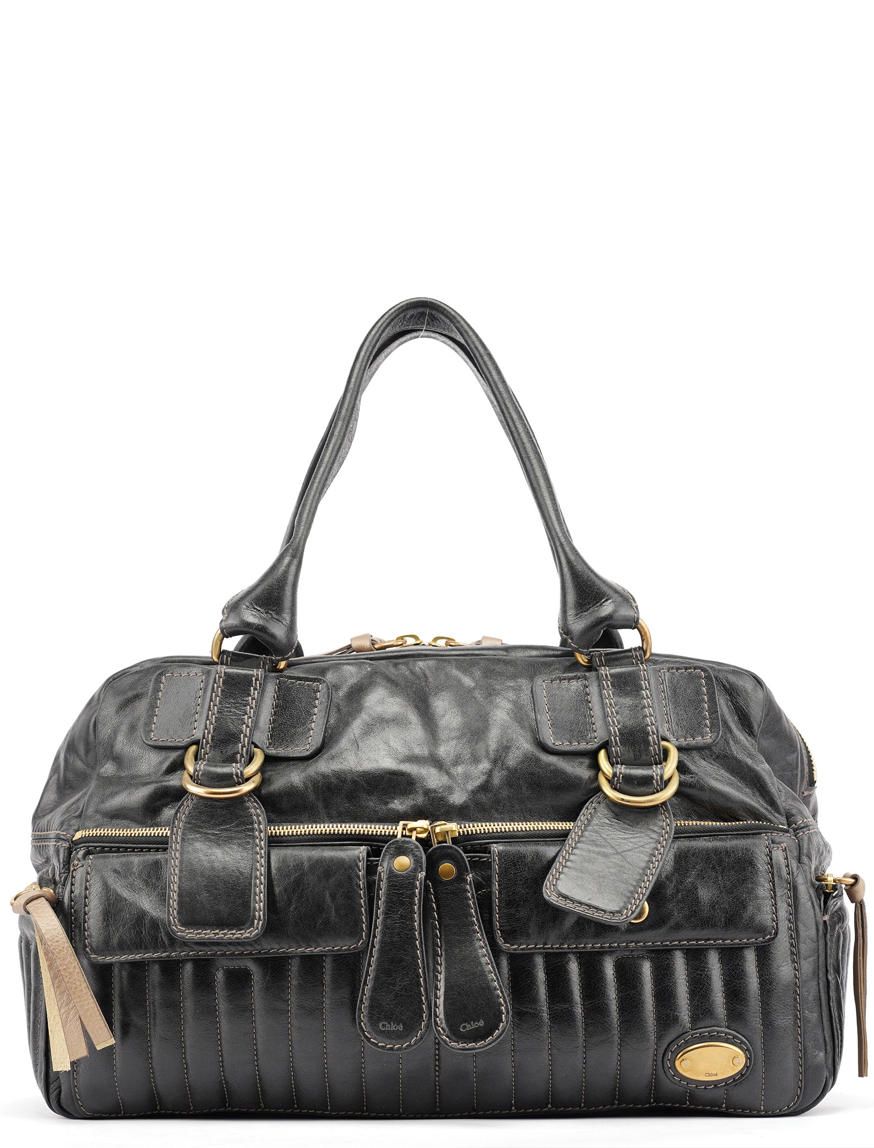 Chloe Black Leather Bay Travel Weekender Bag