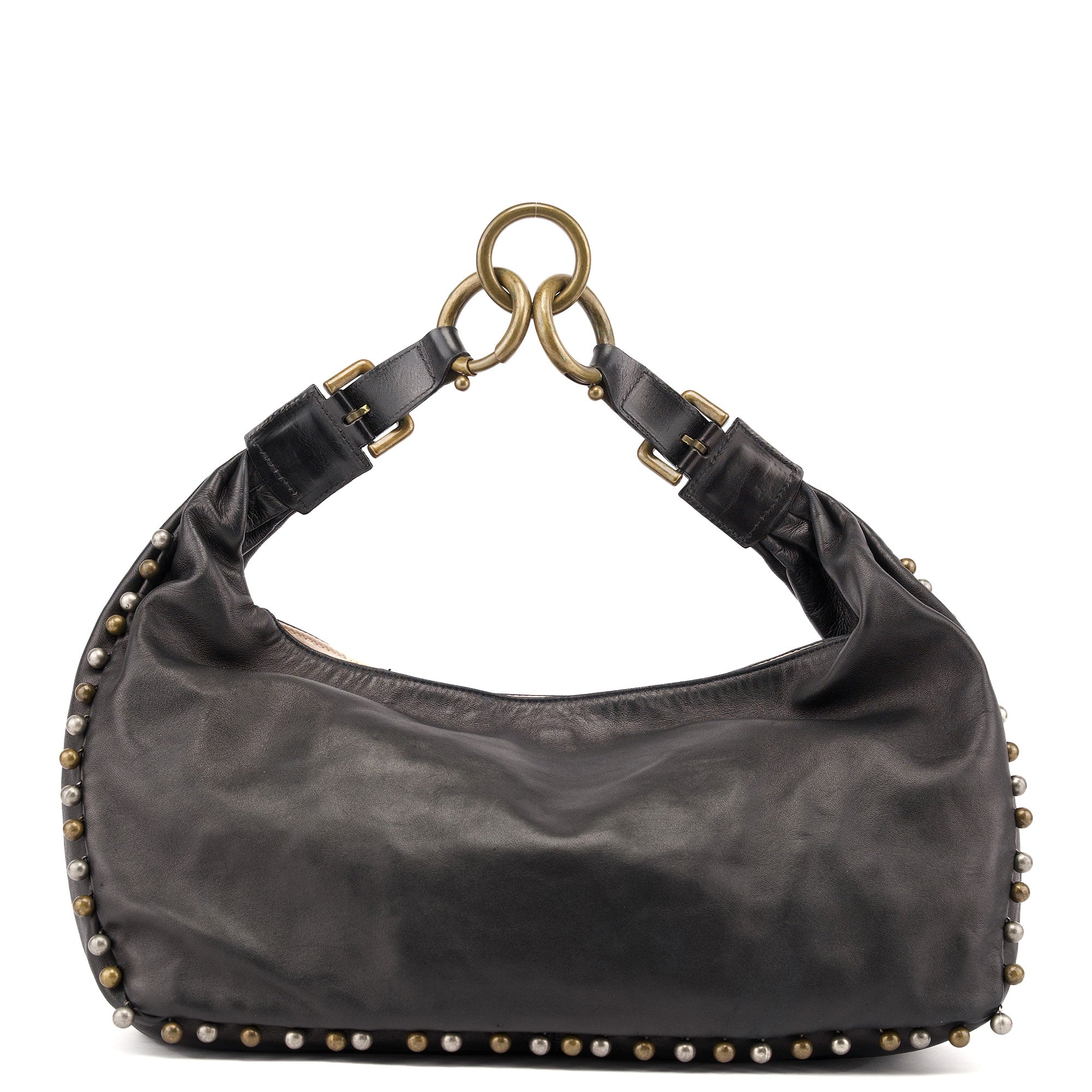 Chloé Sac hobo orné en cuir et toile noirs