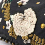 Chloé Sac hobo orné en cuir et toile noirs