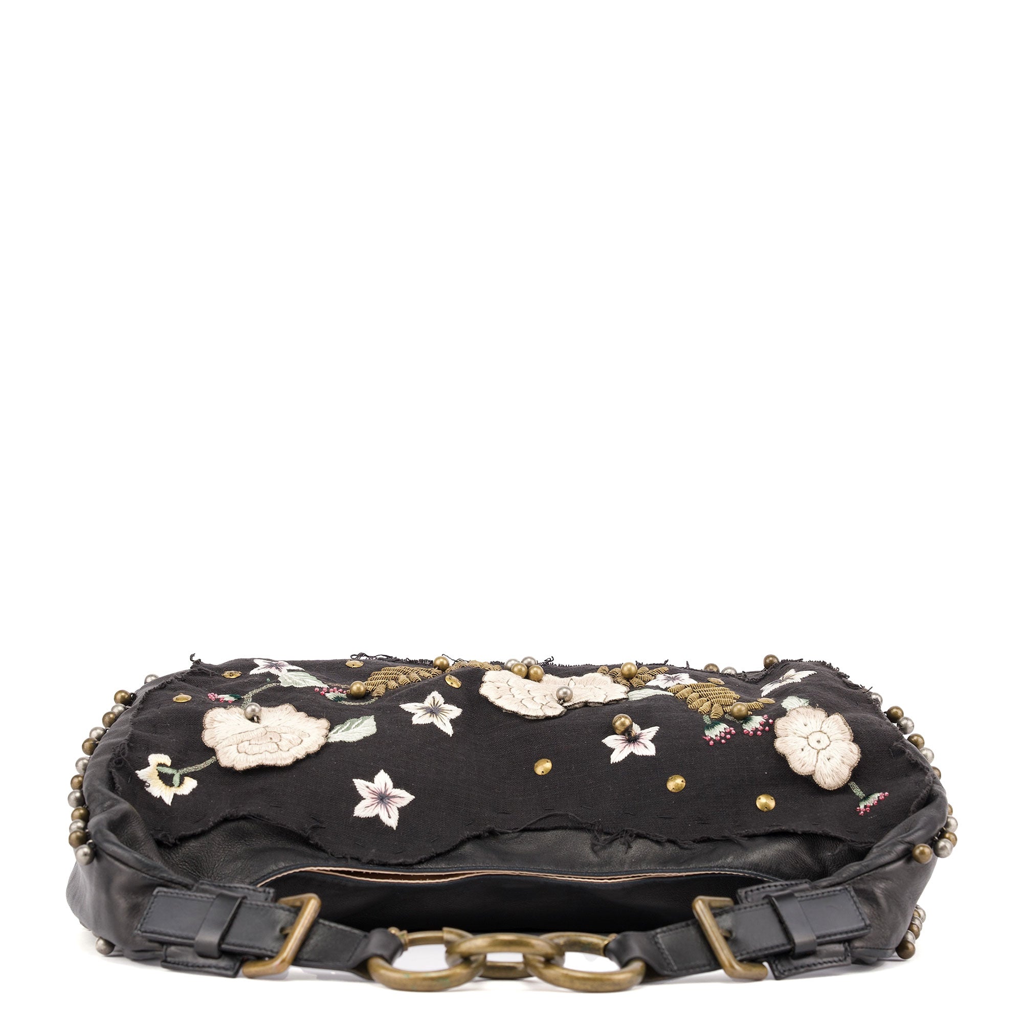 Chloé Sac hobo orné en cuir et toile noirs