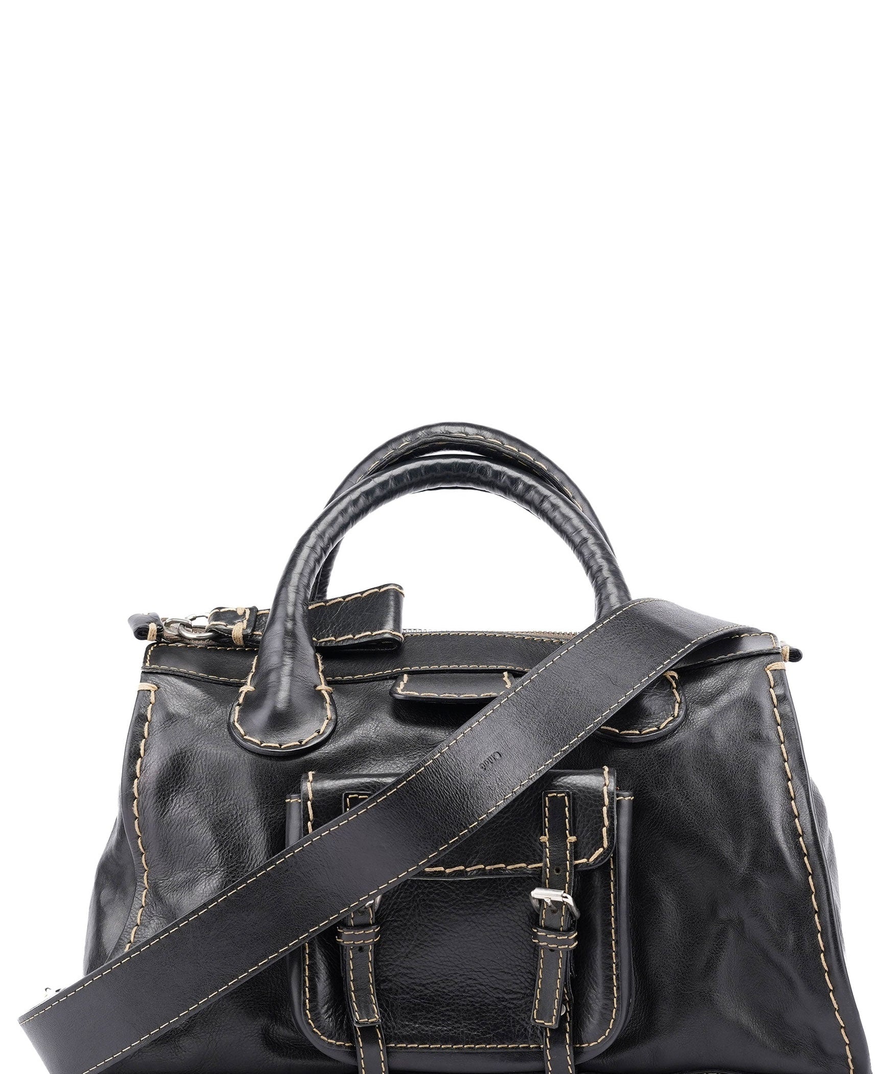 Chloé Black Leather Edith 2-Way Tote Bag