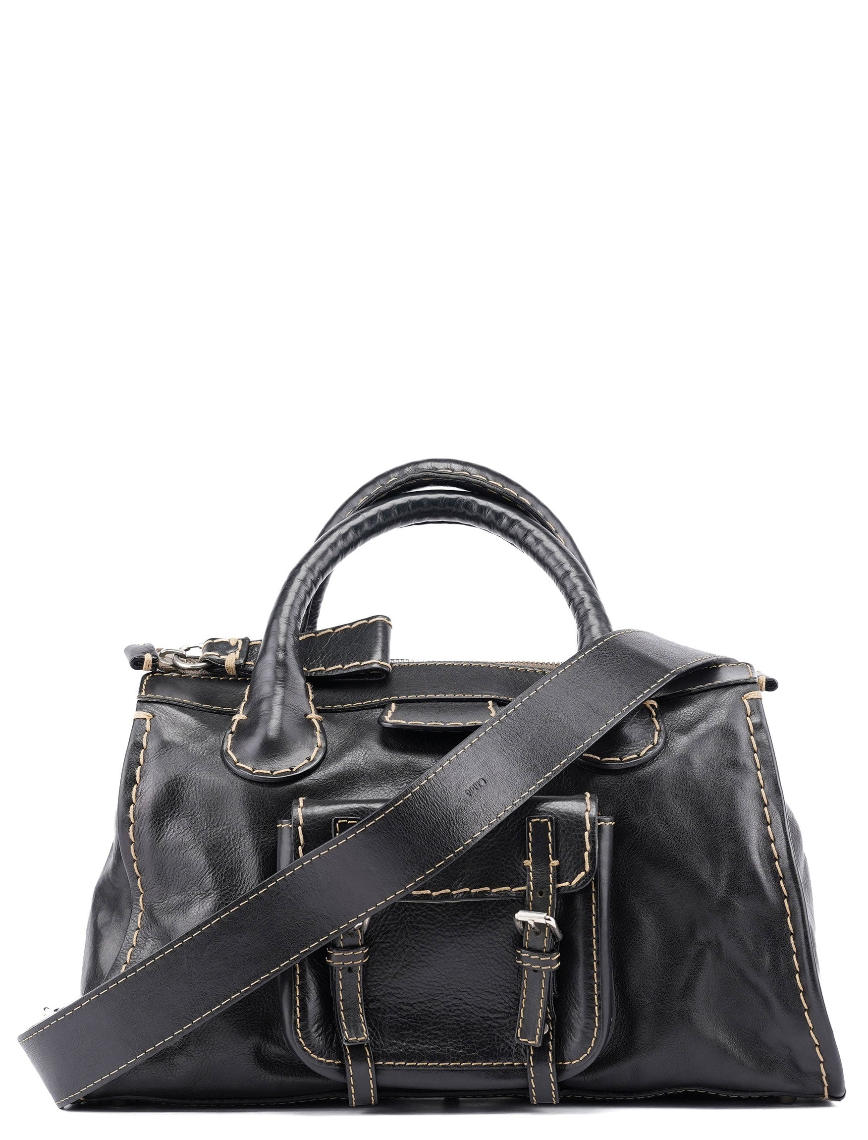 Chloé Sac deux portés Edith en cuir noir