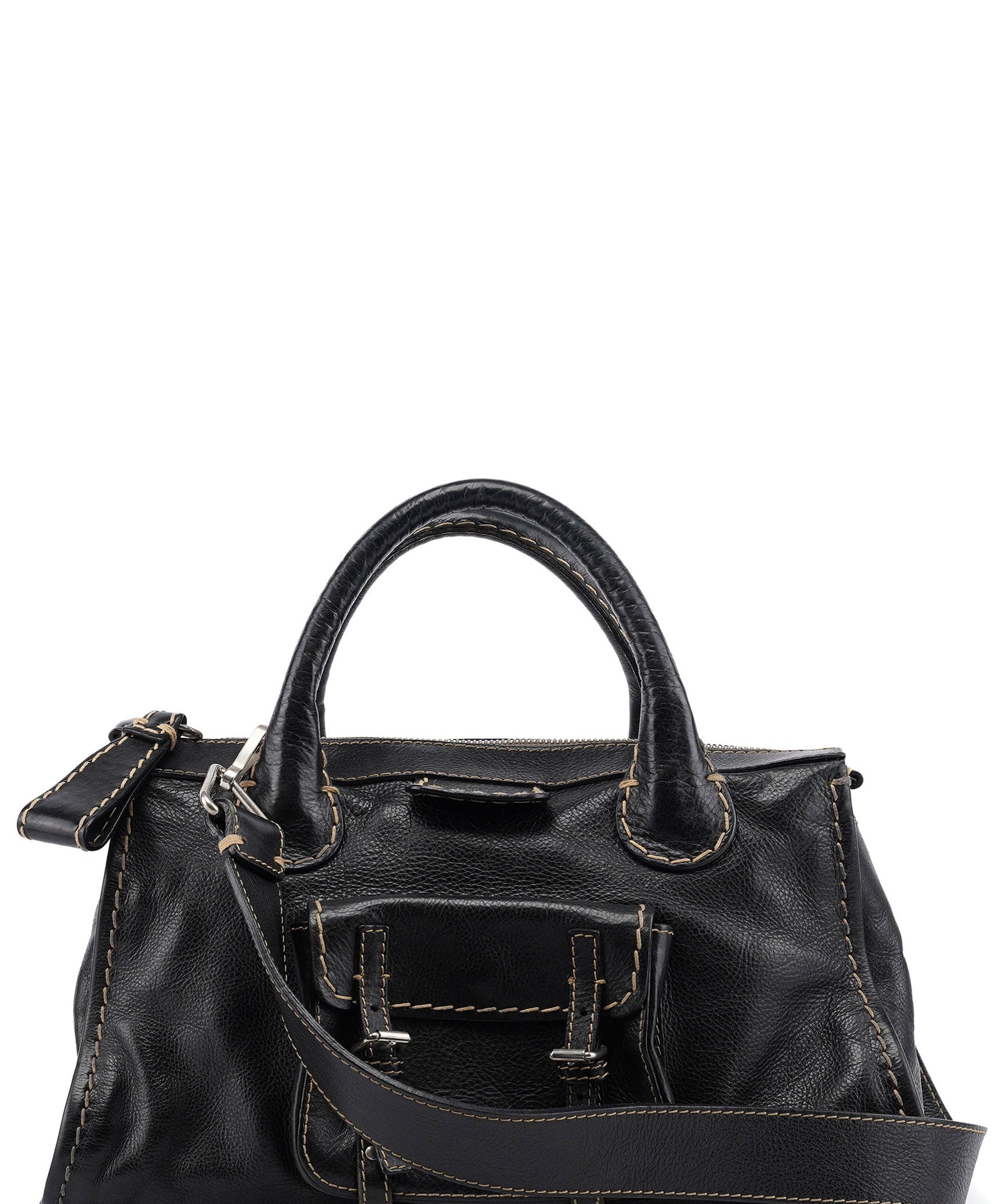 Chloé Black Leather Edith 2-Way Tote Bag