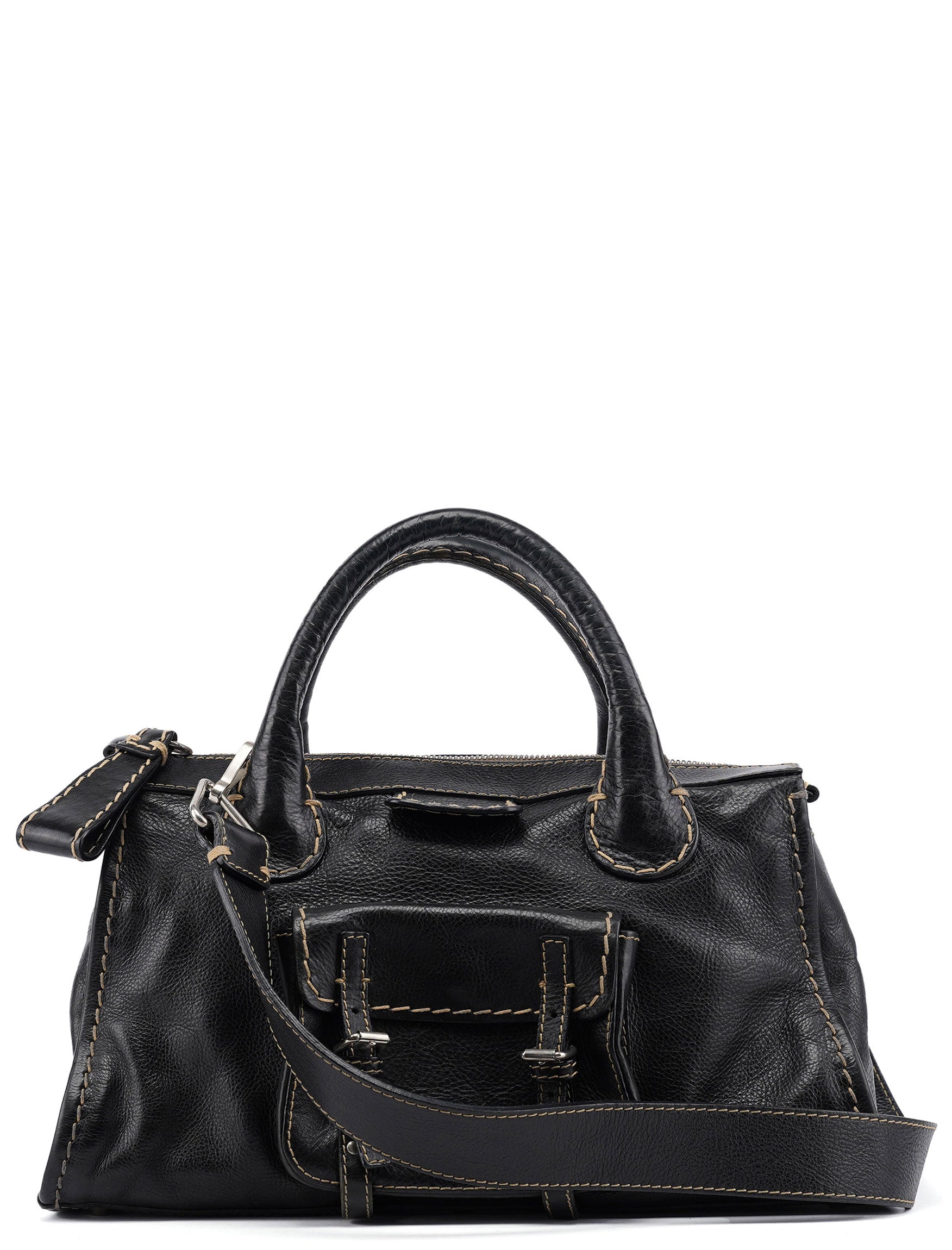 Chloé Black Leather Edith 2-Way Tote Bag