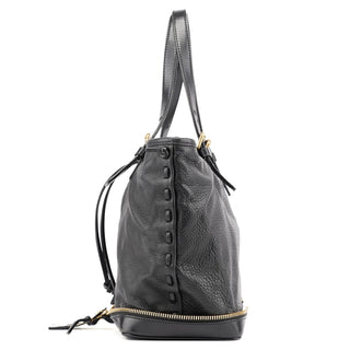 Chloe Black Leather Ellen Zippered Tote Bag