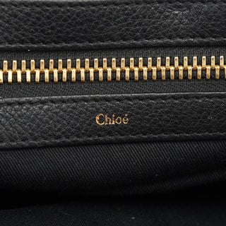 Chloe Black Leather Ellen Zippered Tote Bag