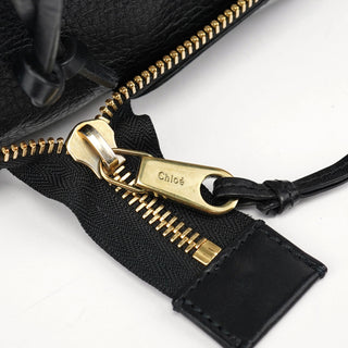 Chloe Black Leather Ellen Zippered Tote Bag