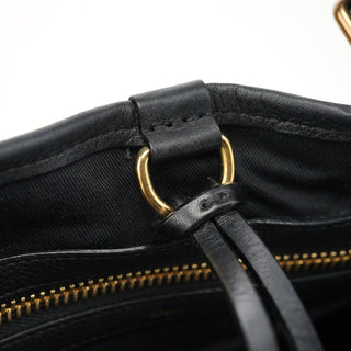 Chloe Black Leather Ellen Zippered Tote Bag