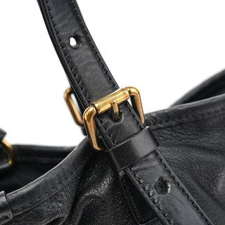 Chloe Black Leather Ellen Zippered Tote Bag