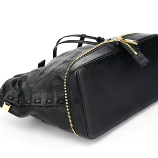 Chloe Black Leather Ellen Zippered Tote Bag