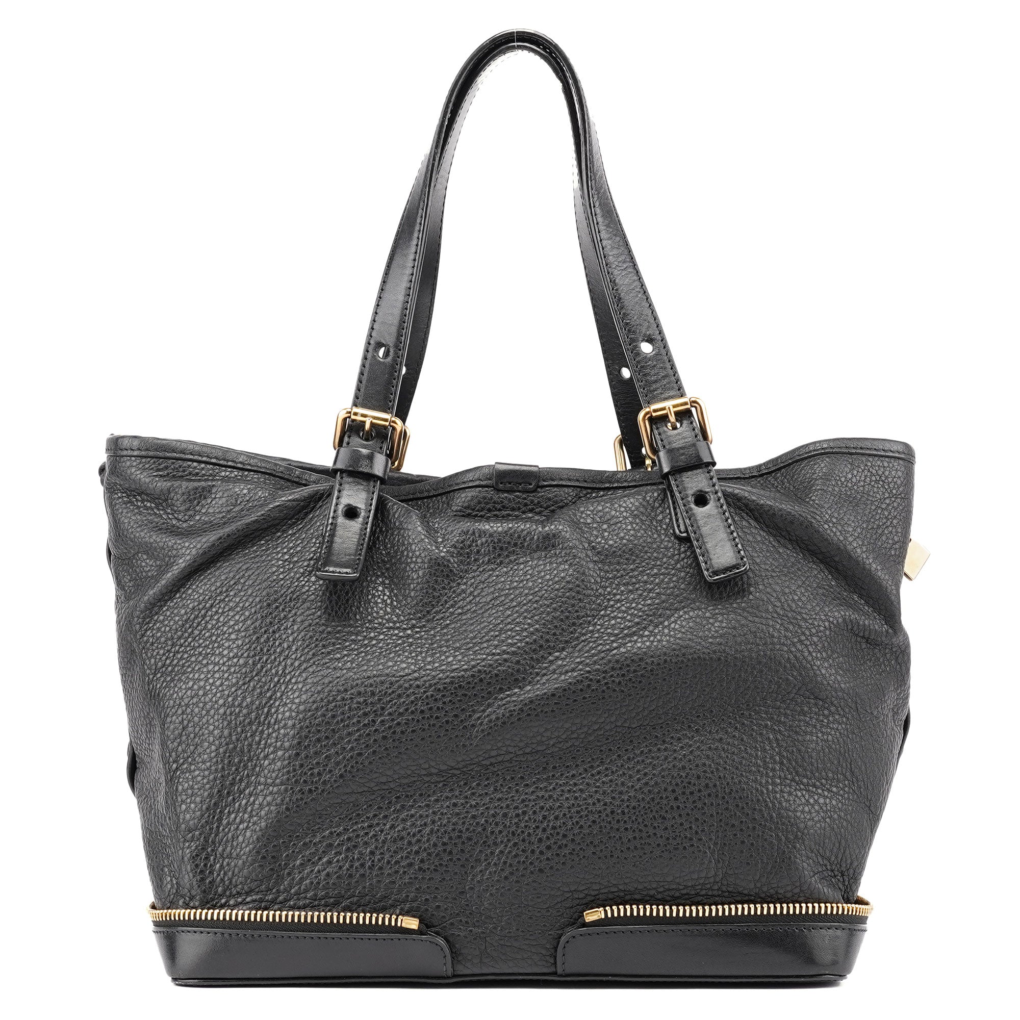 Chloe Black Leather Ellen Zippered Tote Bag