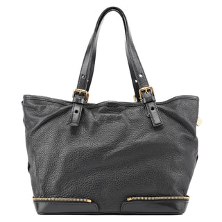 Chloe Black Leather Ellen Zippered Tote Bag