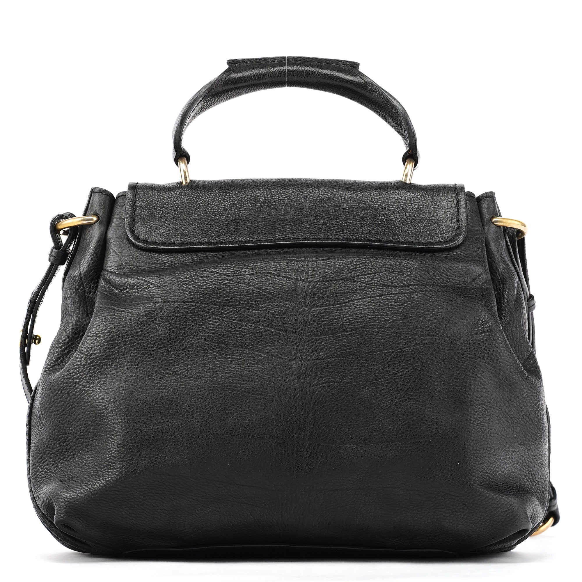 Chloe Black Leather Elsie 2-Way Top Handle Bag
