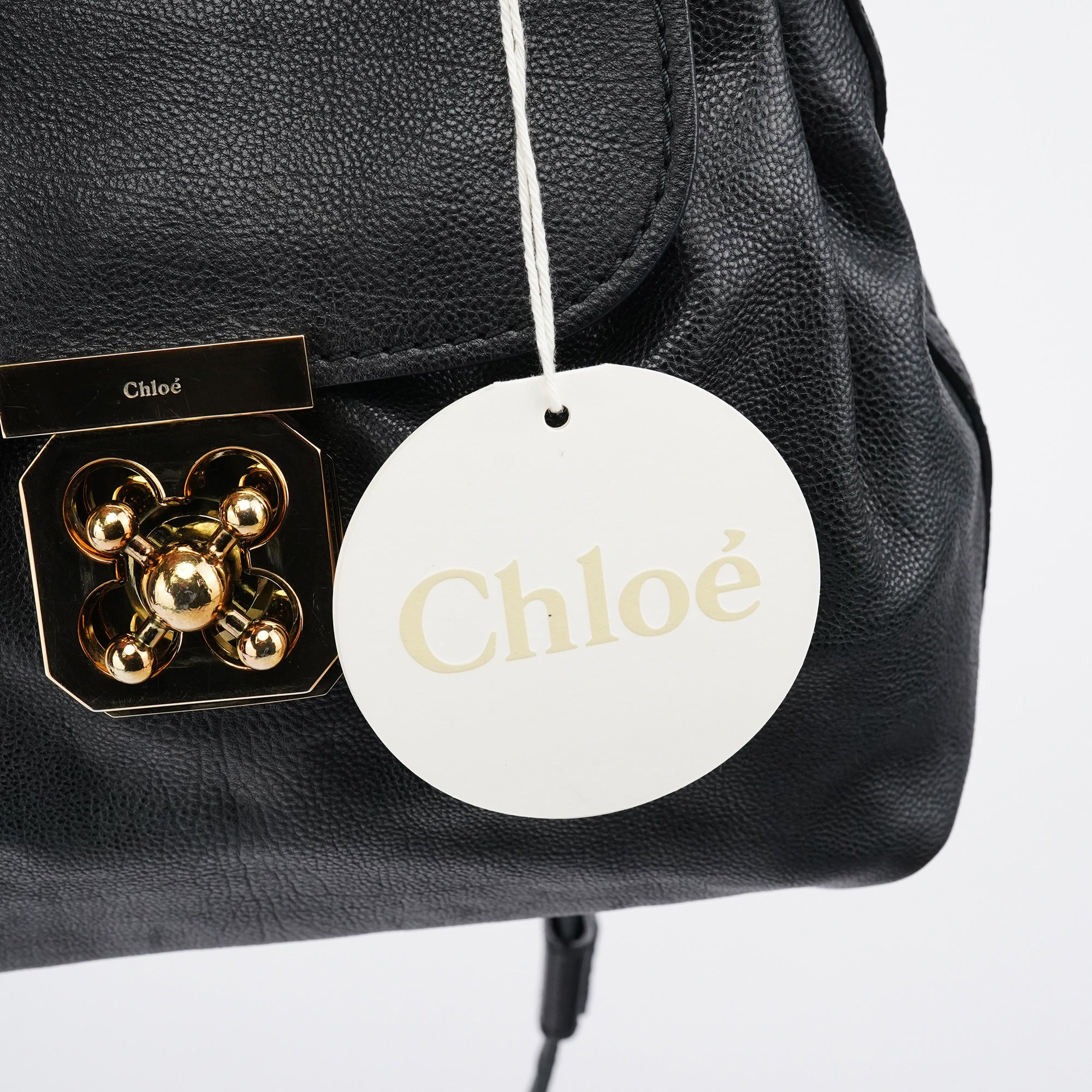 Chloe Black Leather Elsie 2-Way Top Handle Bag