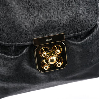 Chloe Black Leather Elsie 2-Way Top Handle Bag