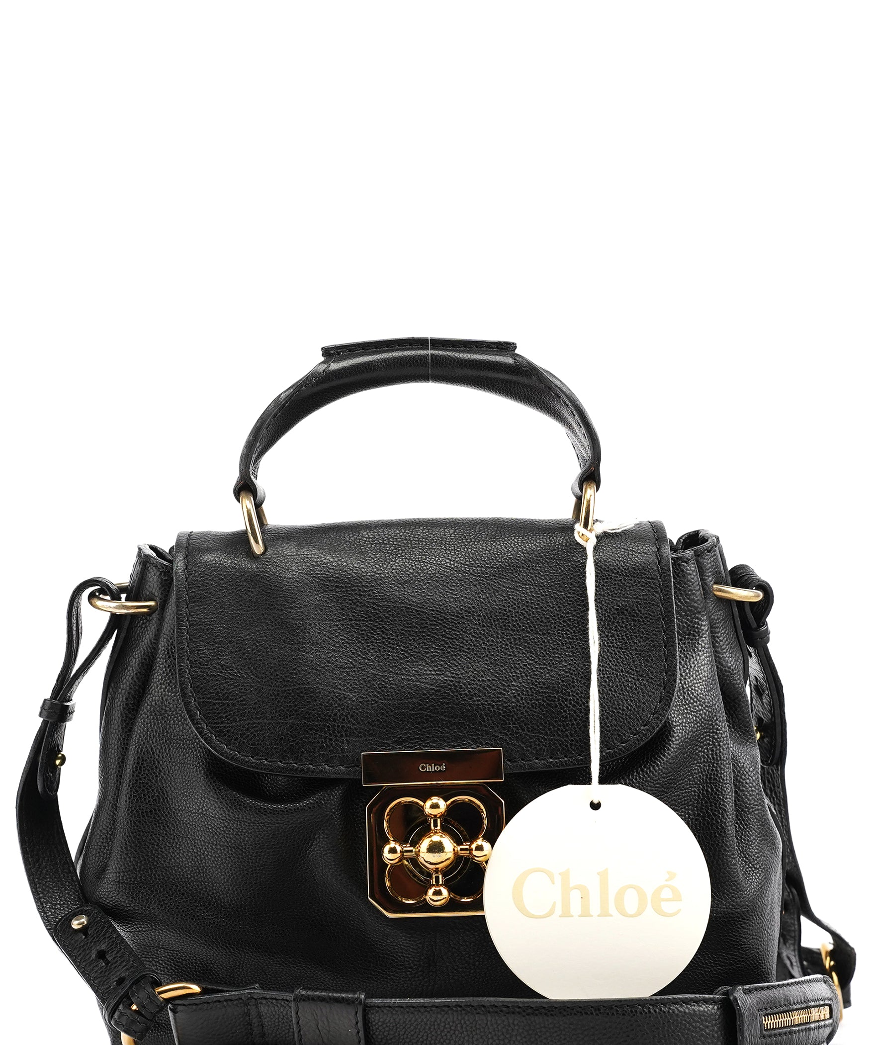 Chloe Black Leather Elsie 2-Way Top Handle Bag