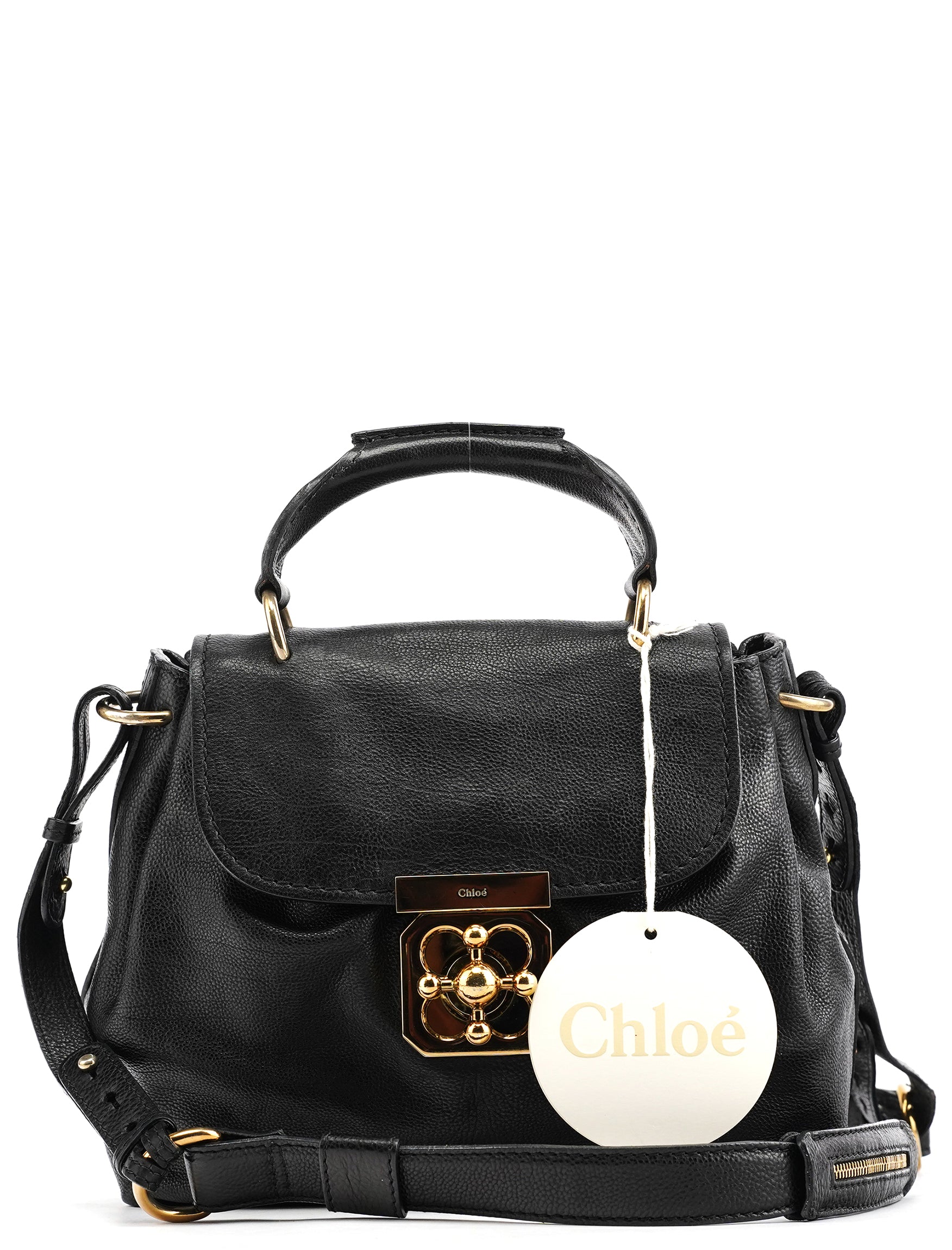 Chloe Black Leather Elsie 2-Way Top Handle Bag