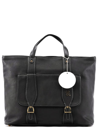 Chloé Black Leather Front Pocket Tote Bag