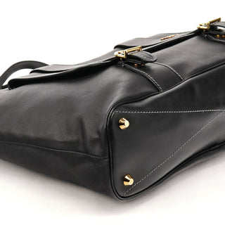 Chloé Black Leather Front Pocket Tote Bag